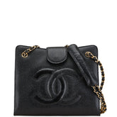 シャネル ココマーク チェーン ショルダーバッグ トートバッグ ブラック キャビアスキン レディース CHANEL 【中古】